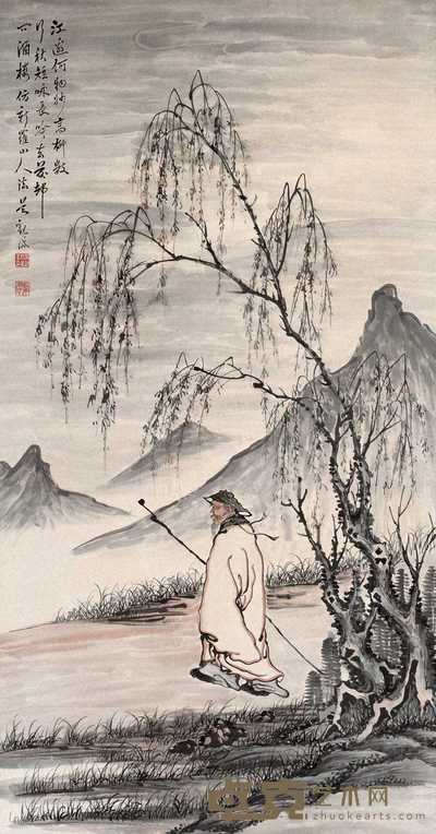 吴观岱 柳外长吟 立轴 153×80cm